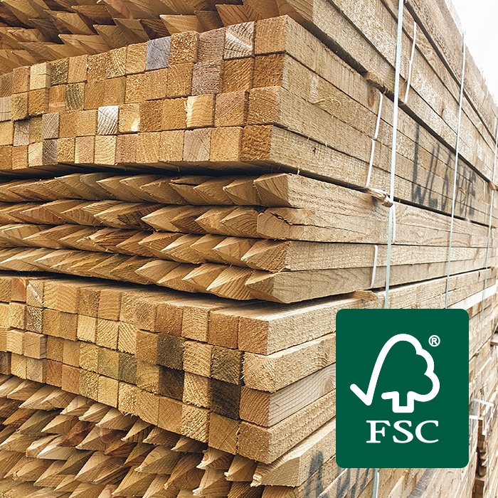FSC&reg; Certified Softwood Square Sawn Tree Stakes